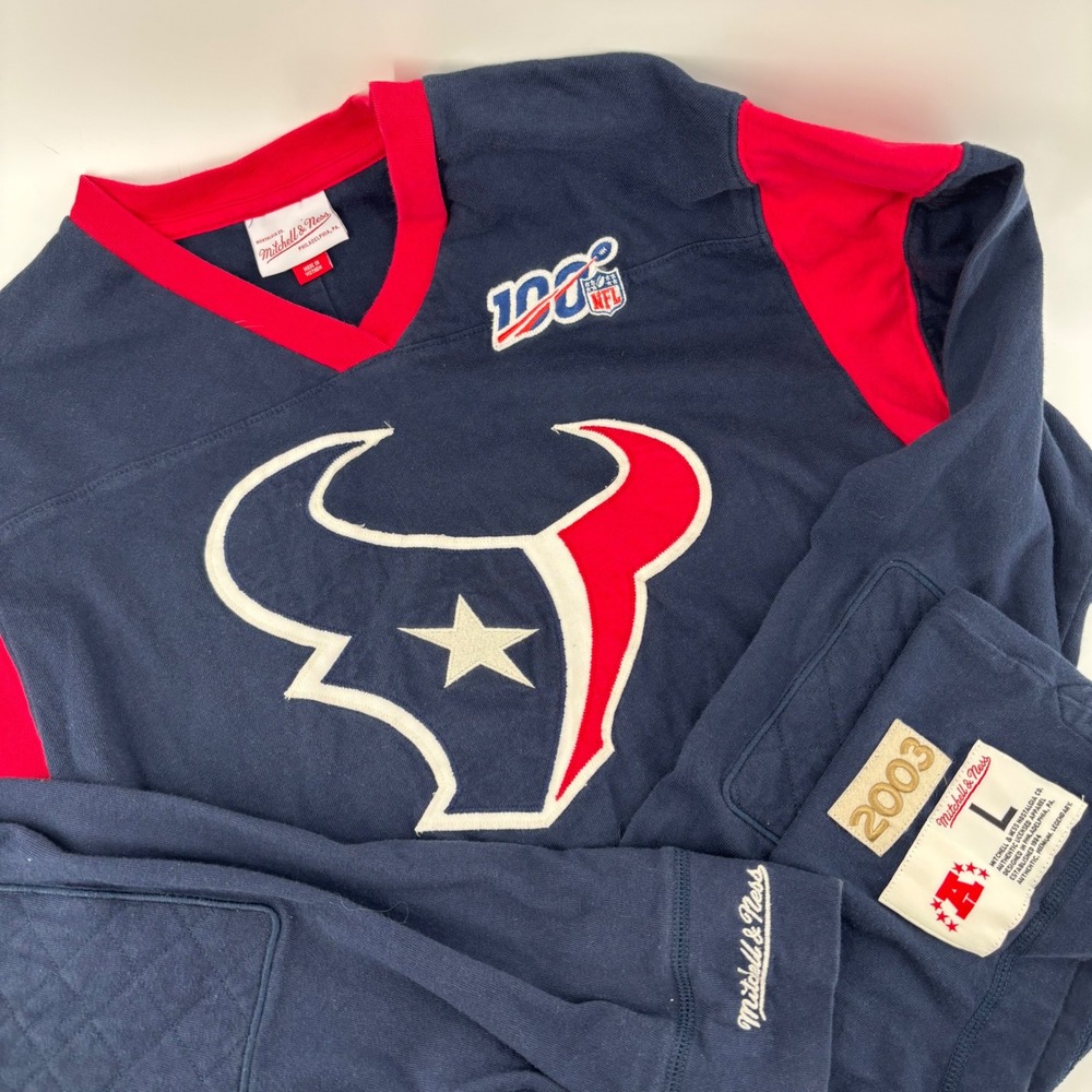 Mitchell & Ness Mens Houston Texans Jersey Shirt Large Navy 2003 NFL 100